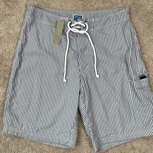 J Crew Shorts Mens 31 Blue Hybrid Seersucker Quick Dry Nylon Cotton Lined NWT